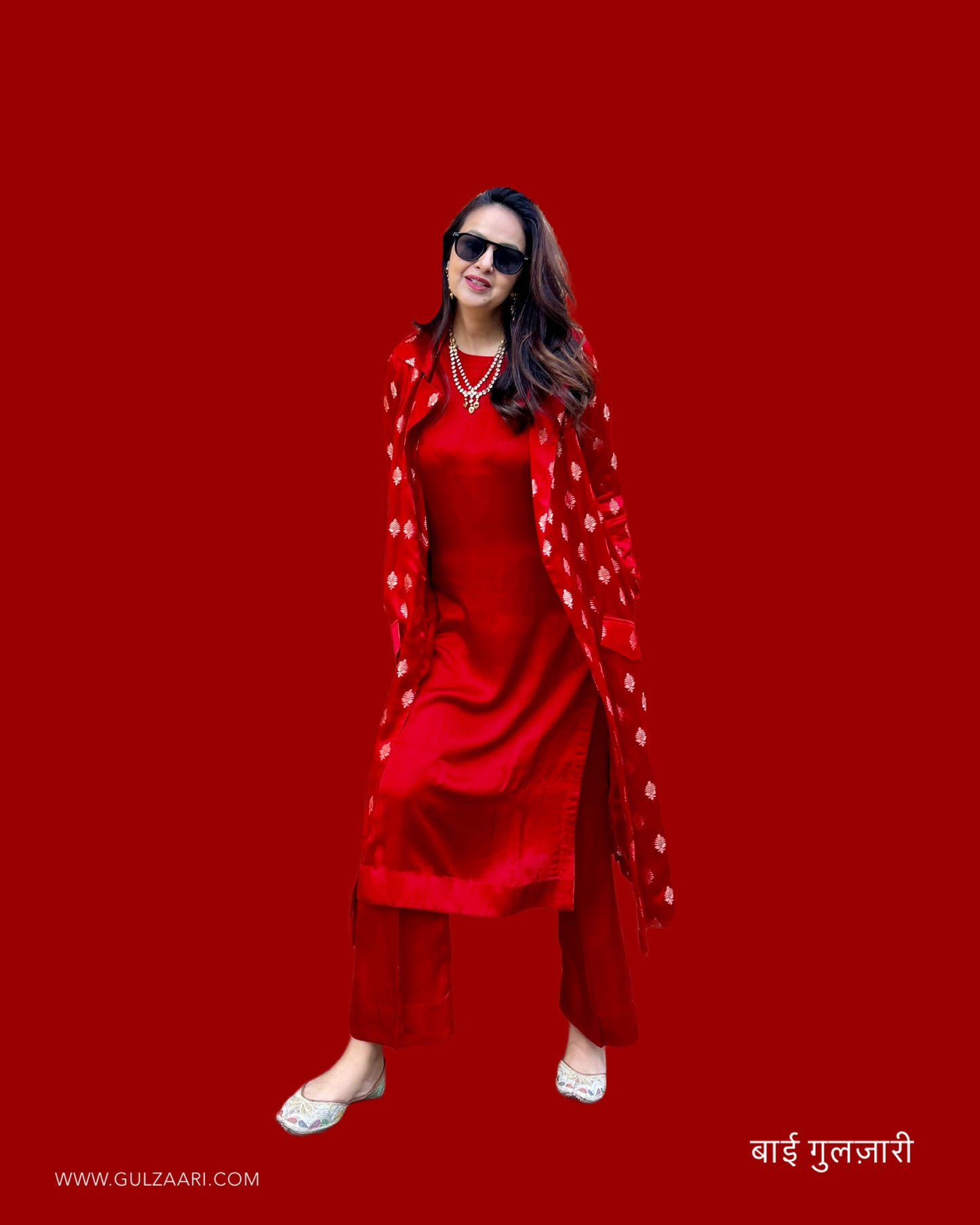 Red festive Satin set