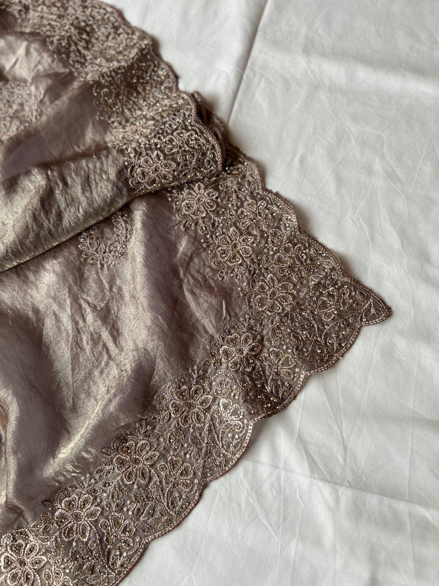 Rusty Bronze saree with zari booties