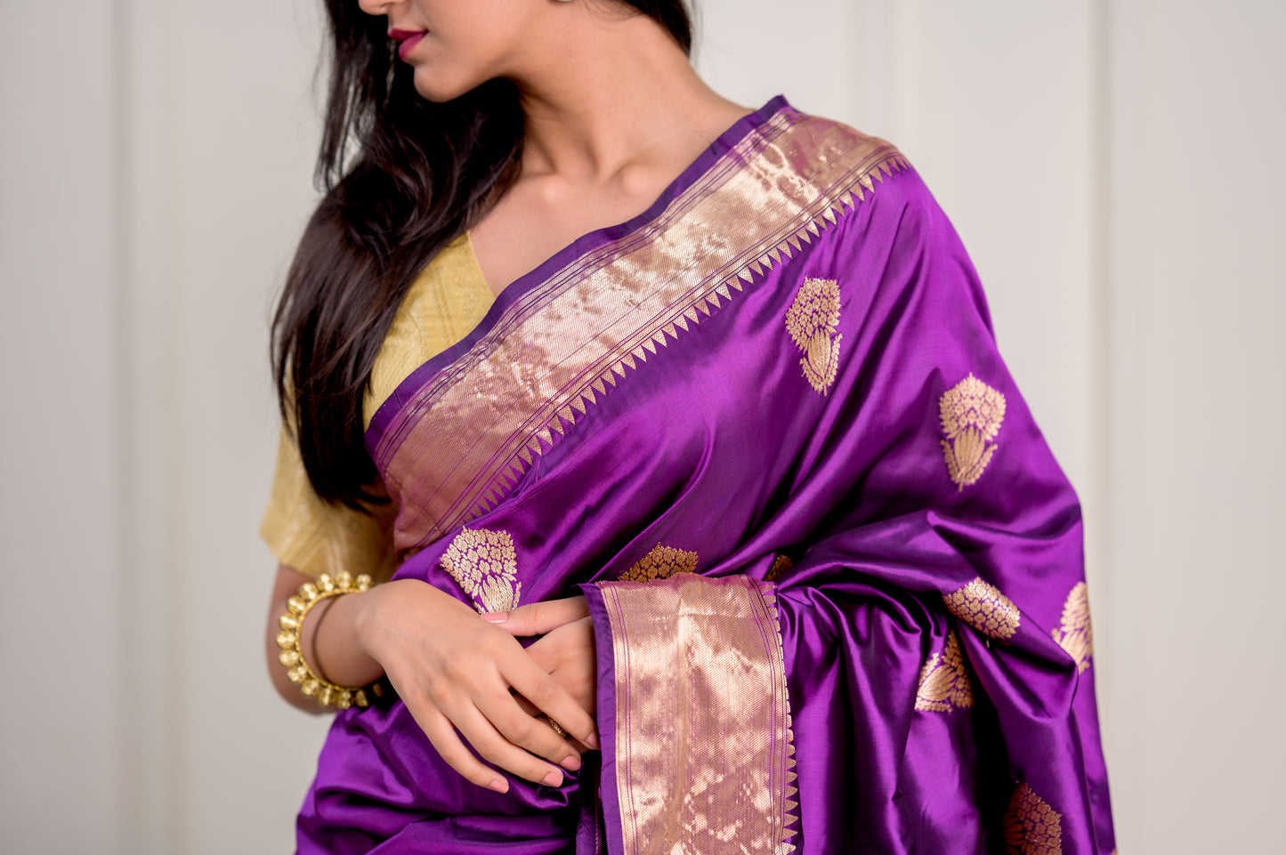 Purple Katan Silk Banarasi With Kadhua Weaving
