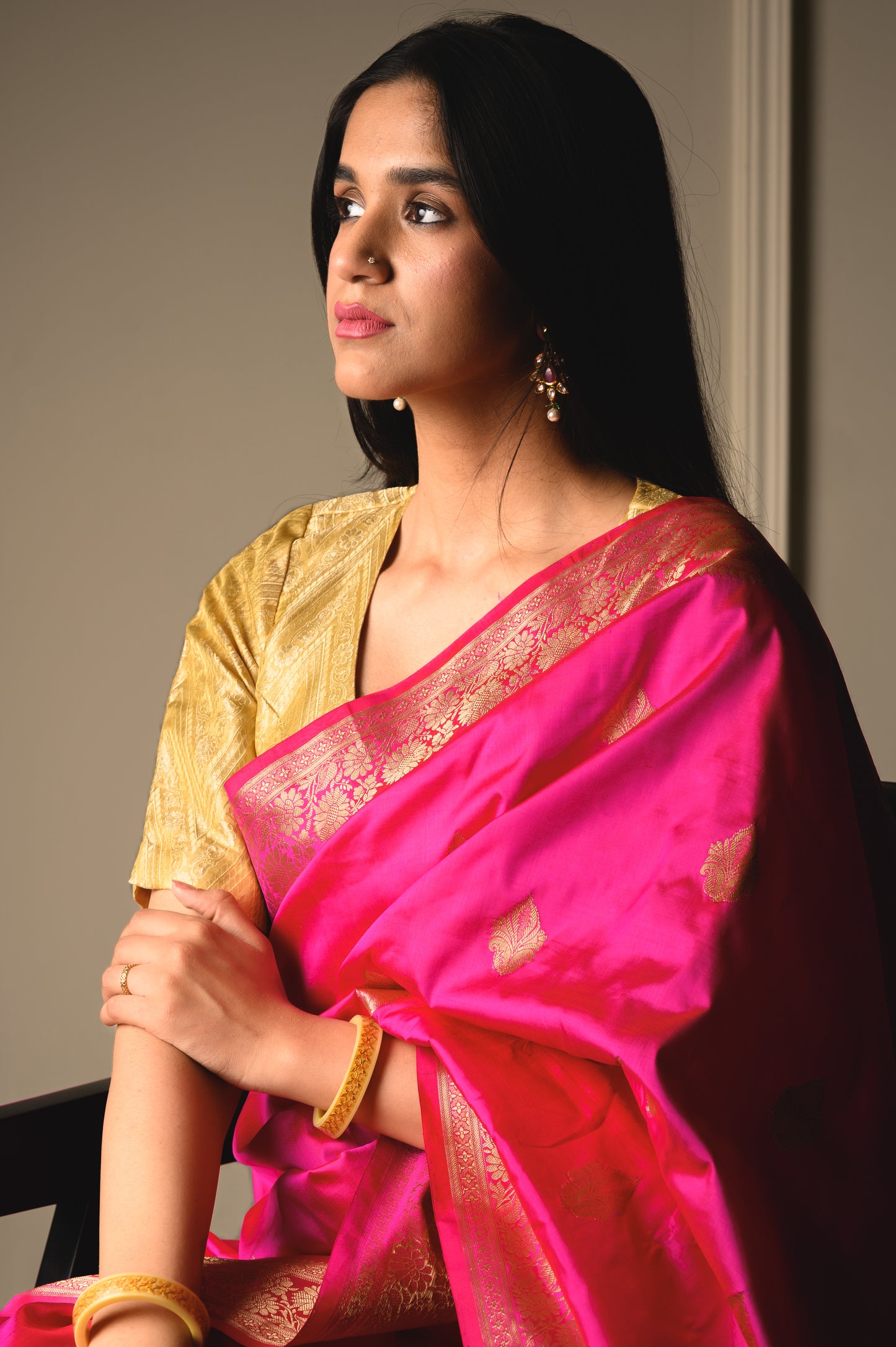 Rani Pink Katan Silk Banarasi With Kadhua Weaving