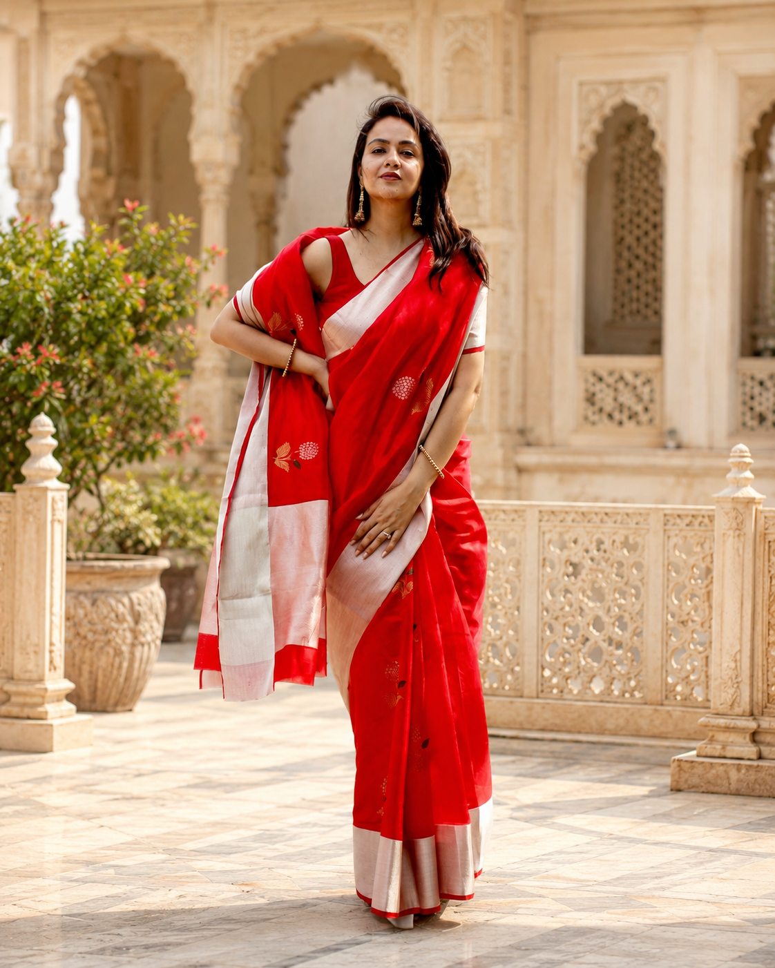 Surkh laal chanderi pattu Silk
