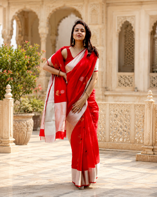 Surkh laal chanderi pattu Silk