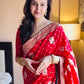 Red zari boota saree