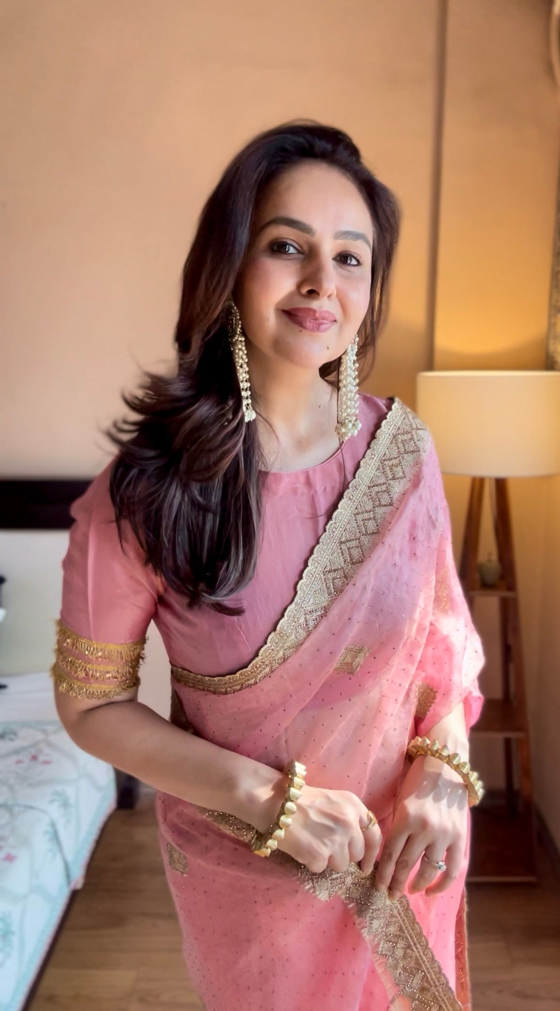 Embellished organza saree
