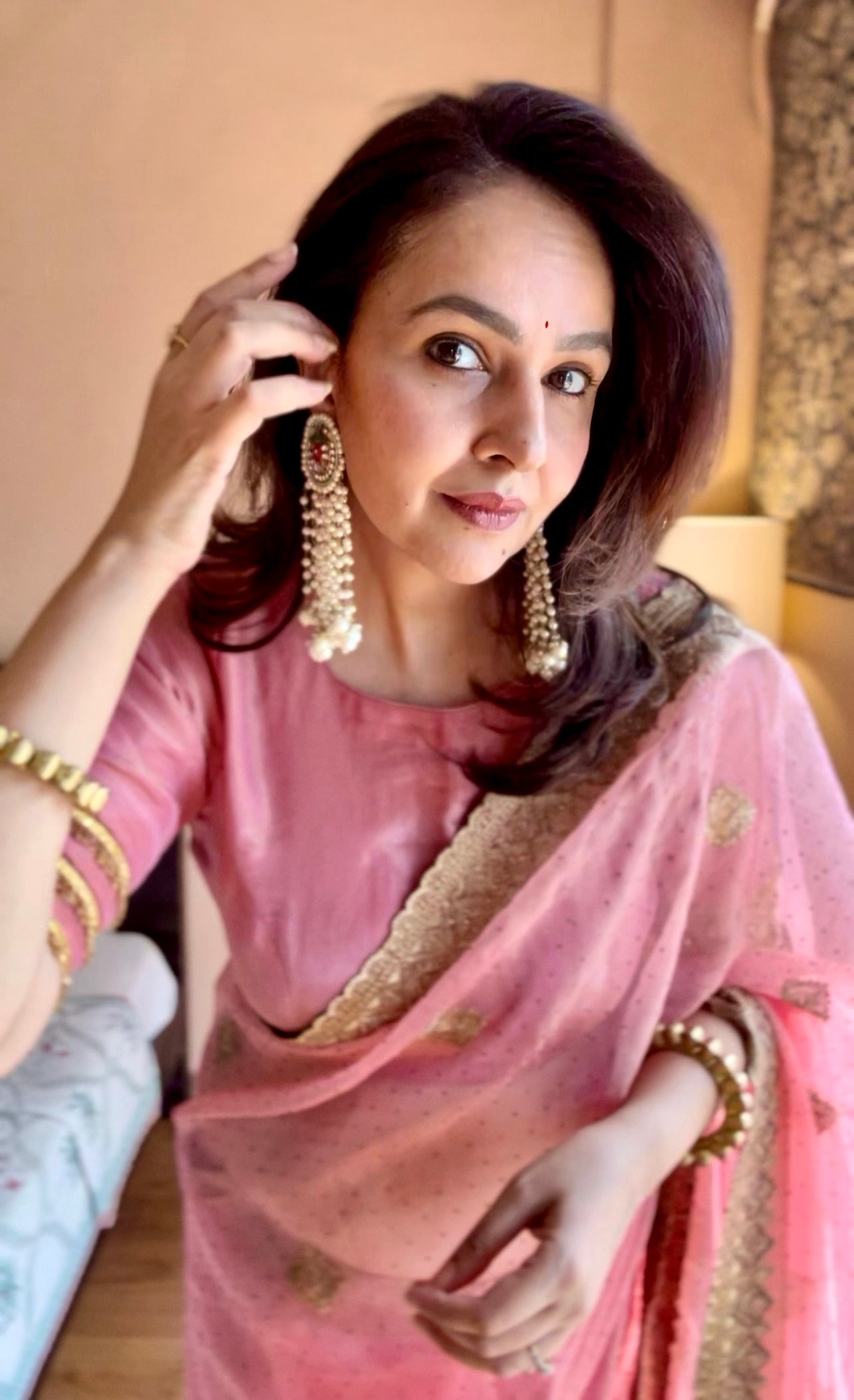 Embellished organza saree