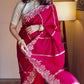 Satin embroidered crepe saree