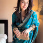 Neelam blue satin georgette