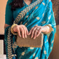 Neelam blue satin georgette