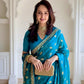 Neelam blue satin georgette
