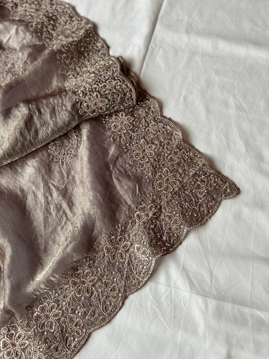 Rusty Bronze saree with zari booties
