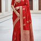 Red zari boota saree