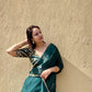 Green Silk Organza Saree with Gold Kiran