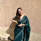 Green Silk Organza Saree with Gold Kiran