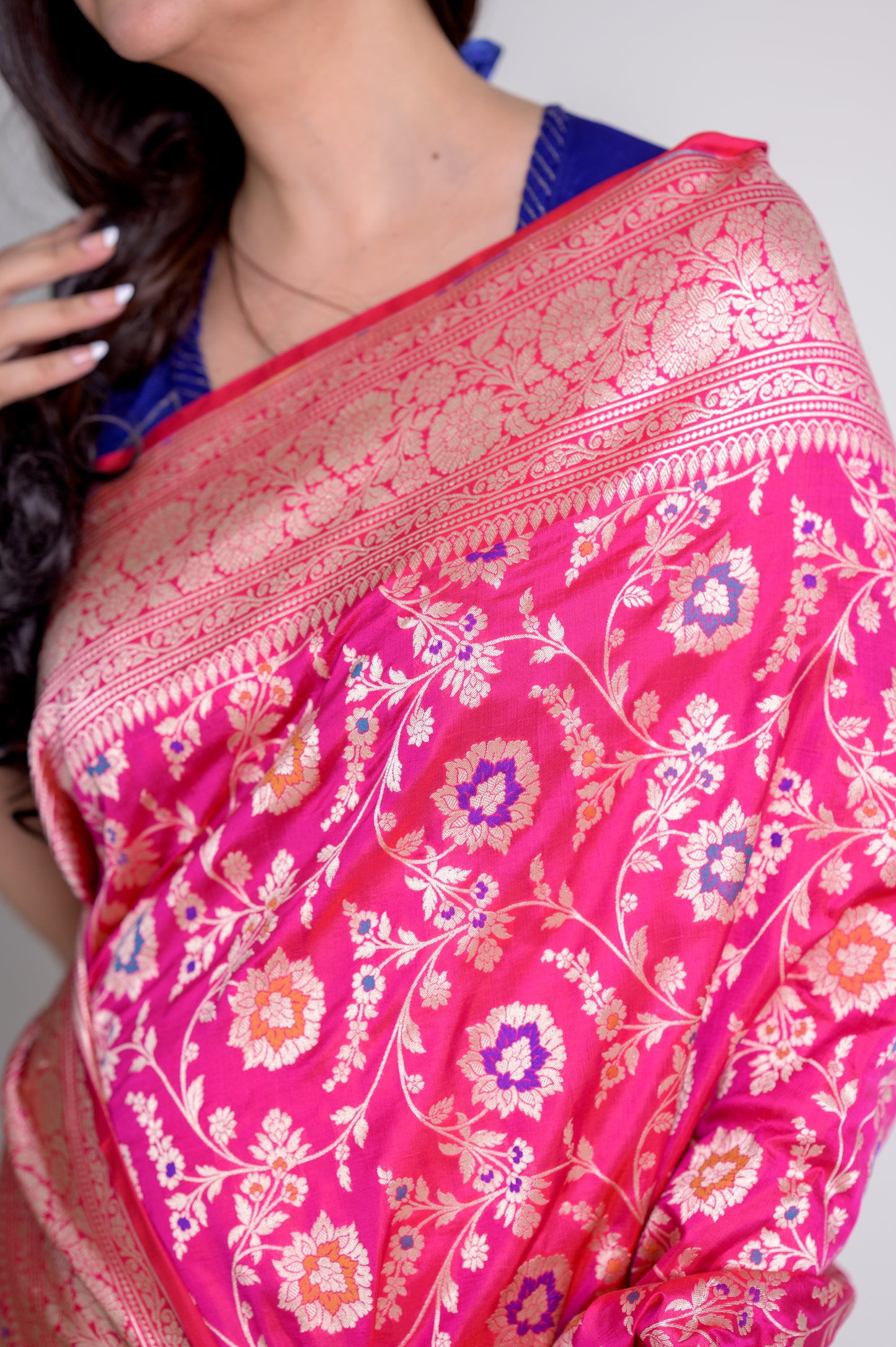 Rani Pink Uppada Multi Meena Banarasi