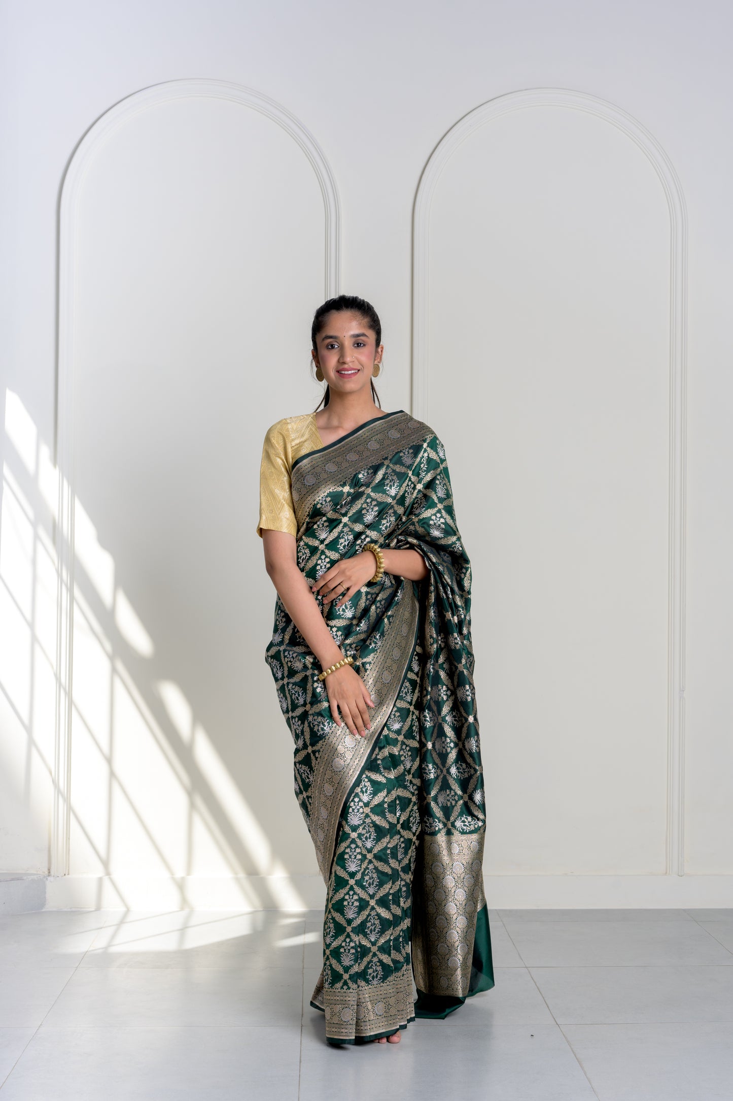 Hara Green Uppada Gold-Silver Zari Banarasi