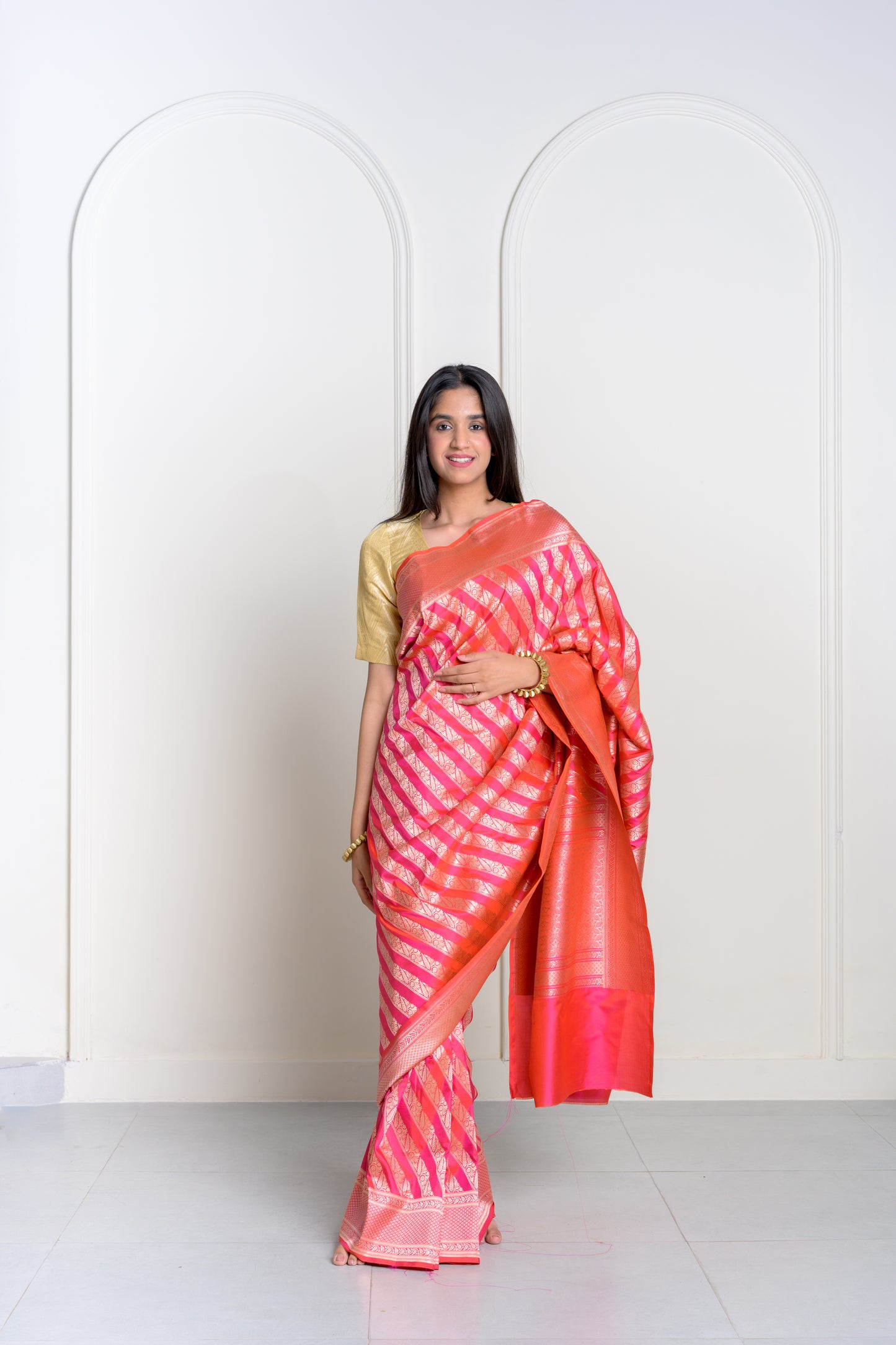 Rani Pink Pure Katan Silk Jangla Banarasi With Kadhua Weaving