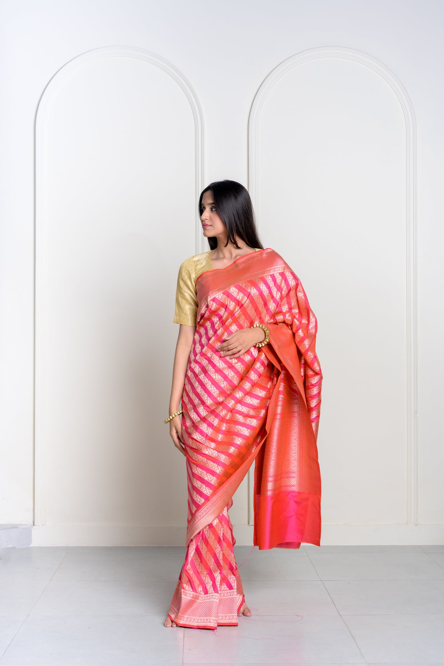 Rani Pink Pure Katan Silk Jangla Banarasi With Kadhua Weaving