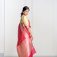 Laal Pink Pure Katan Silk Banrasi With Kadhua Weaving