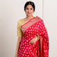 Laal Pink Pure Katan Silk Banrasi With Kadhua Weaving