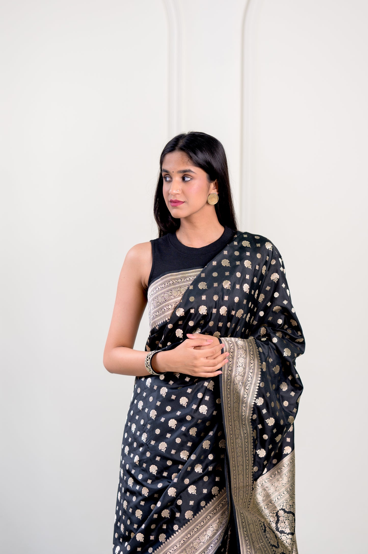 Kala Black Pure Katan Silk Banarasi With Cutwork Weaving Sonar up Boota