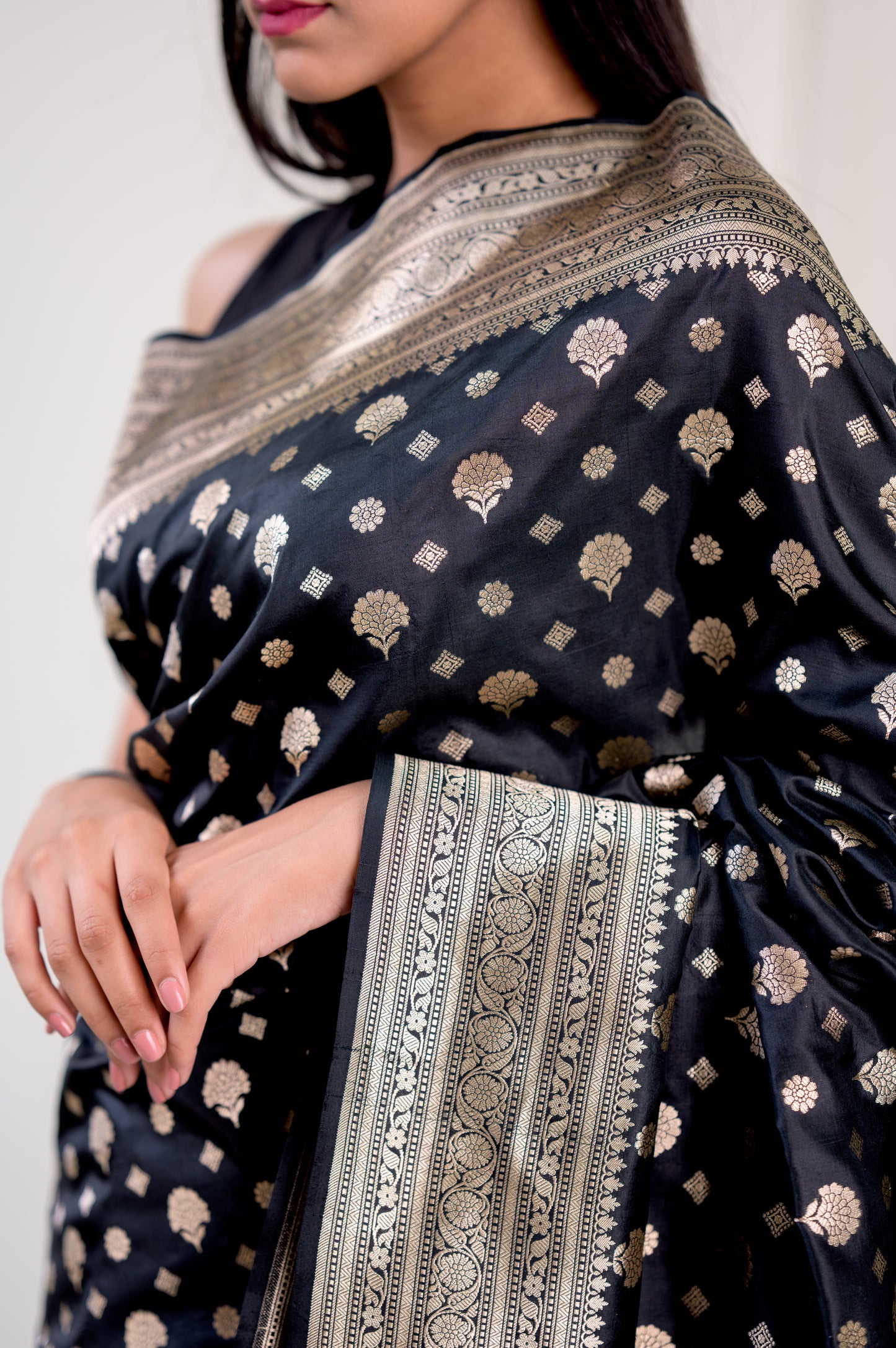 Kala Black Pure Katan Silk Banarasi With Cutwork Weaving Sonar up Boota