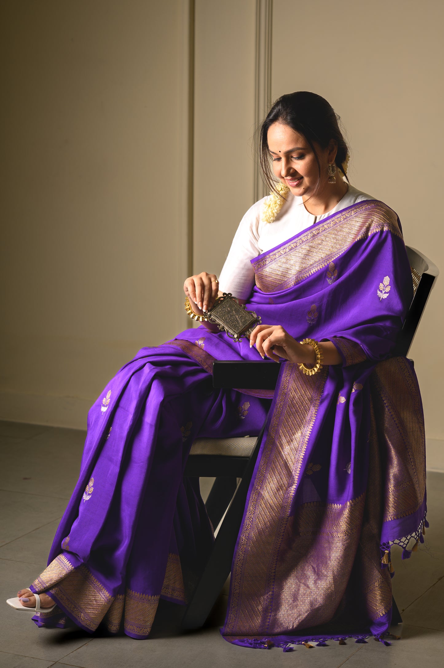 Purple Mashru Silk Saree With Satin Base and Kadhua Weaving Booti