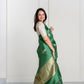 Hara Green Soft Muslin Puna Silk Sona Rupa Work Saree