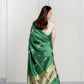 Hara Green Soft Muslin Puna Silk Sona Rupa Work Saree