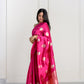 Rani Pink Soft Muslin Puna Silk Sona Rupa Work Saree