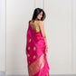 Rani Pink Soft Muslin Puna Silk Sona Rupa Work Saree