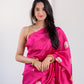 Rani Pink Soft Muslin Puna Silk Sona Rupa Work Saree