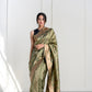 Hara Olive Pure Katan Silk Banarasi With Cutwork Weaving