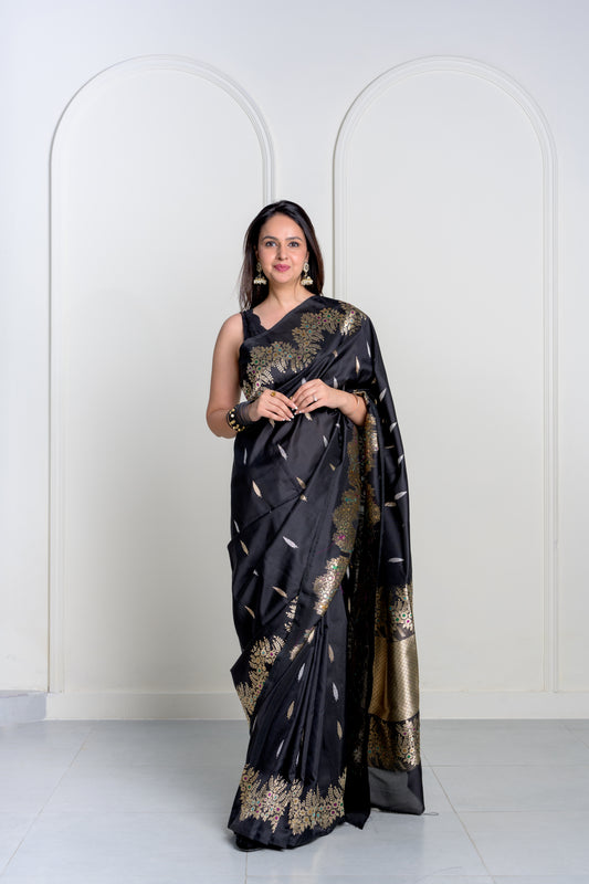 Kala Black Pure Katan Silk Banarasi With Kadhua Weaving