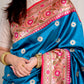 Neela Blue Banarsi Paithani Pure Katan Silk