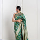 Hara Green Pure Katan Silk Jangla With Mina and Kadhua Weaving