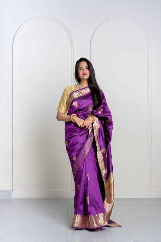 Purple Katan Silk Banarasi With Kadhua Weaving