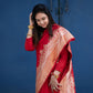 Laal Red Ghaat Pure Katan Silk Saree With Sona Rupa Work